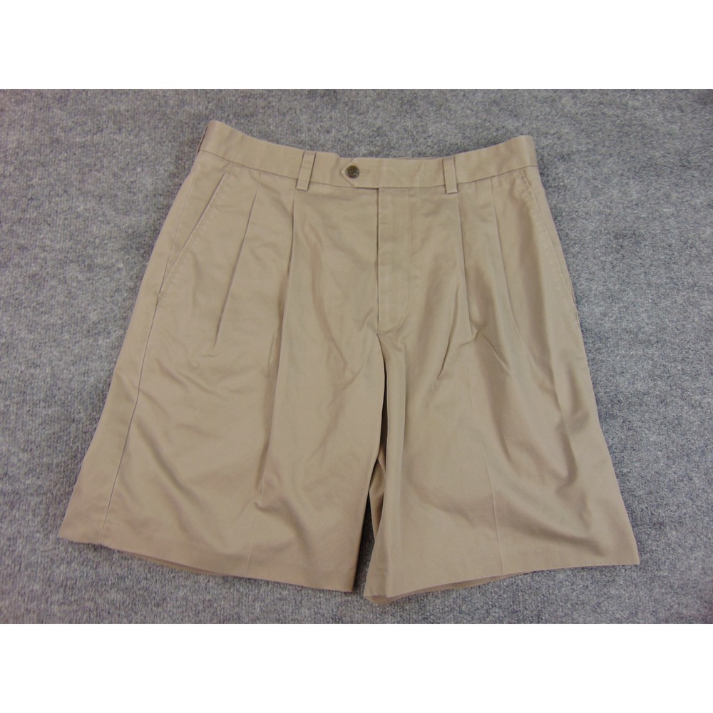 Nordstrom Shorts Mens 34x9 Brown Khaki Pleated Flat Front Casual Summer Vacation